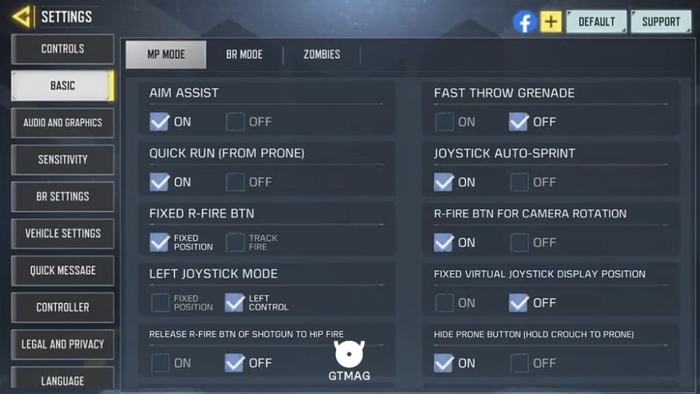 بخش Basic Settings