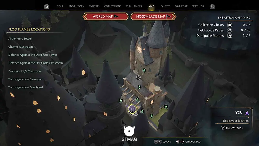 House Token شماره 2 - The Astronomy Wing > Defence Against the Dark Arts Classroom - تمام مکان&zwnj;های House Token در Hogwarts Legacy