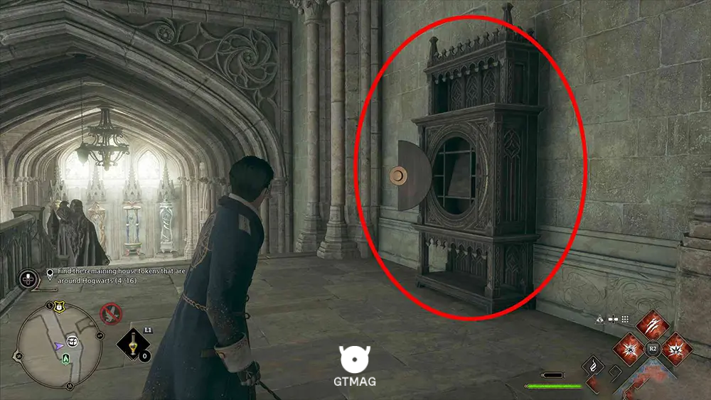 House Token شماره 4 - The Grand Staircase > Grand Staircase Tower - تمام مکان&zwnj;های House Token در Hogwarts Legacy
