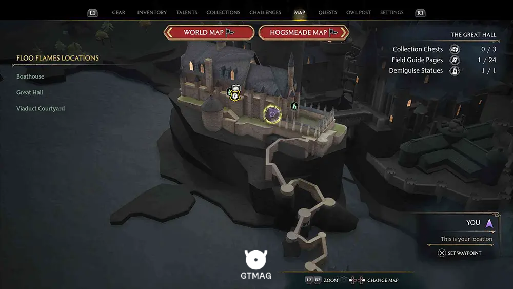 House Token شماره 6 - The Great Hall > Great Hall - تمام مکان&zwnj;های House Token در Hogwarts Legacy