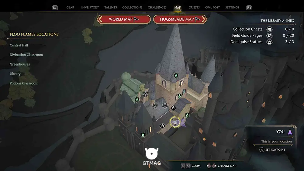 House Token شماره 9 - The Library Annex > Central Hall - تمام مکان&zwnj;های House Token در Hogwarts Legacy