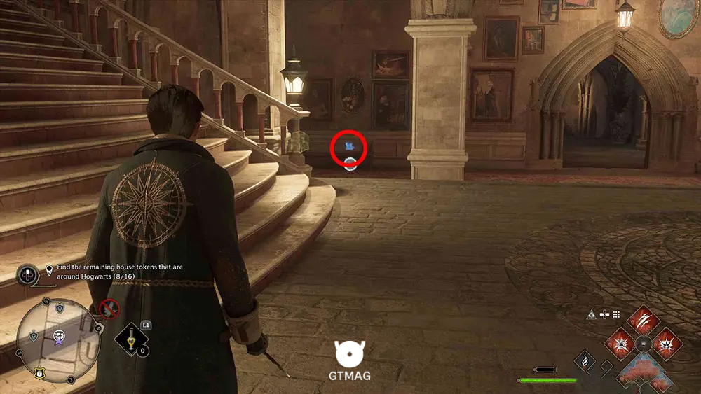 House Token شماره 9 - The Library Annex > Central Hall - تمام مکان&zwnj;های House Token در Hogwarts Legacy