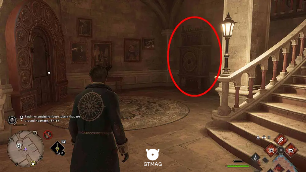 House Token شماره 9 - The Library Annex > Central Hall - تمام مکان&zwnj;های House Token در Hogwarts Legacy