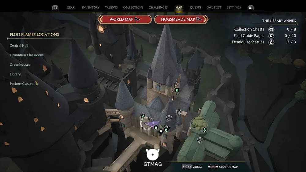 House Token شماره 10 - The Library Annex > Central Hall - تمام مکان&zwnj;های House Token در Hogwarts Legacy