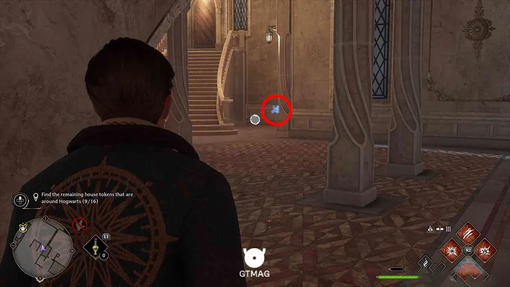 House Token شماره 10 - The Library Annex > Central Hall - تمام مکان&zwnj;های House Token در Hogwarts Legacy