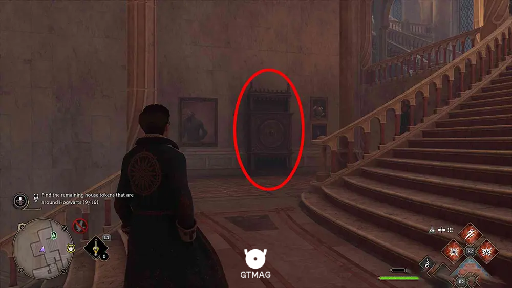 House Token شماره 10 - The Library Annex > Central Hall - تمام مکان&zwnj;های House Token در Hogwarts Legacy