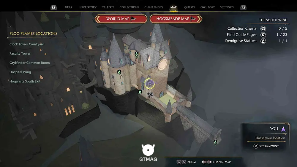 House Token شماره 16 - The South Wing > Clock Tower Courtyard - تمام مکان&zwnj;های House Token در Hogwarts Legacy
