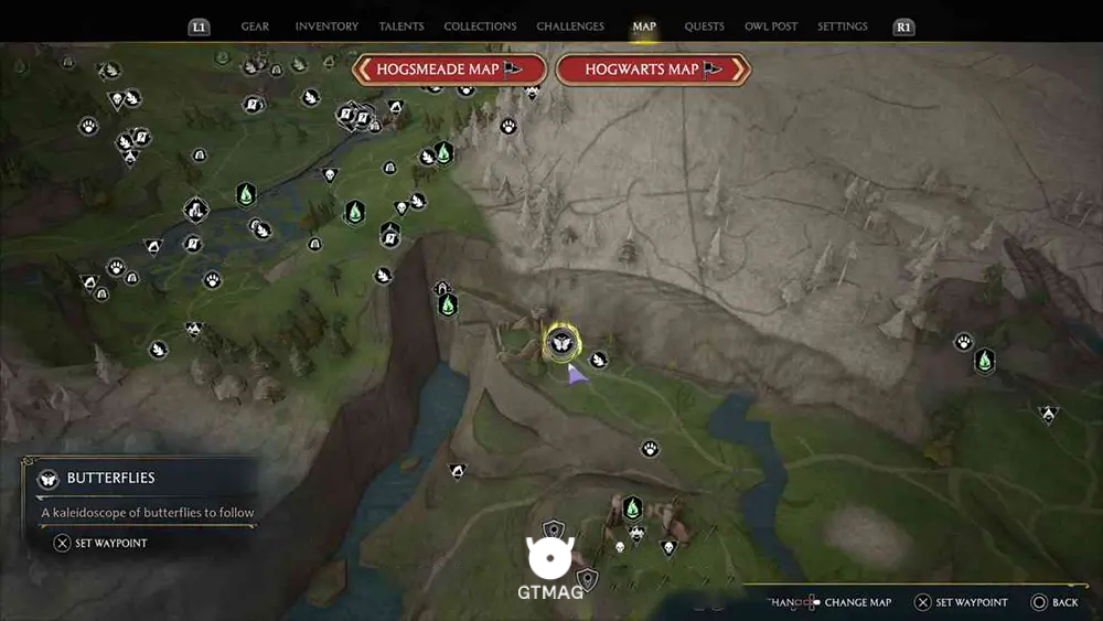 POIDSEAR COAST - 2 BUTTERFLIES - مکان تمام پروانهها در Hogwarts Legacy