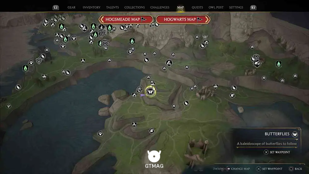 CLAGMAR COAST - 1 BUTTERFLY - مکان تمام پروانهها در Hogwarts Legacy