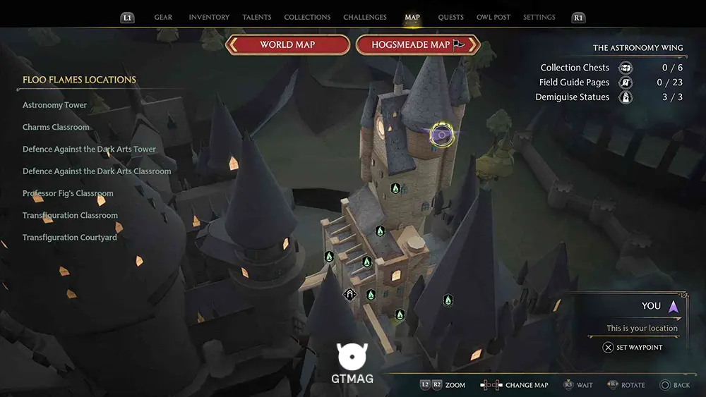 Hogwarts - The Astronomy Wing - تمام مکانهای Field Guide Pages در Hogwarts Legacy