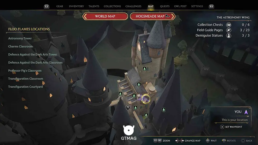 Hogwarts - The Astronomy Wing - تمام مکانهای Field Guide Pages در Hogwarts Legacy