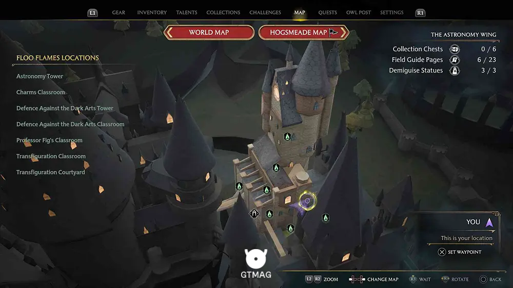 Hogwarts - The Astronomy Wing - تمام مکانهای Field Guide Pages در Hogwarts Legacy
