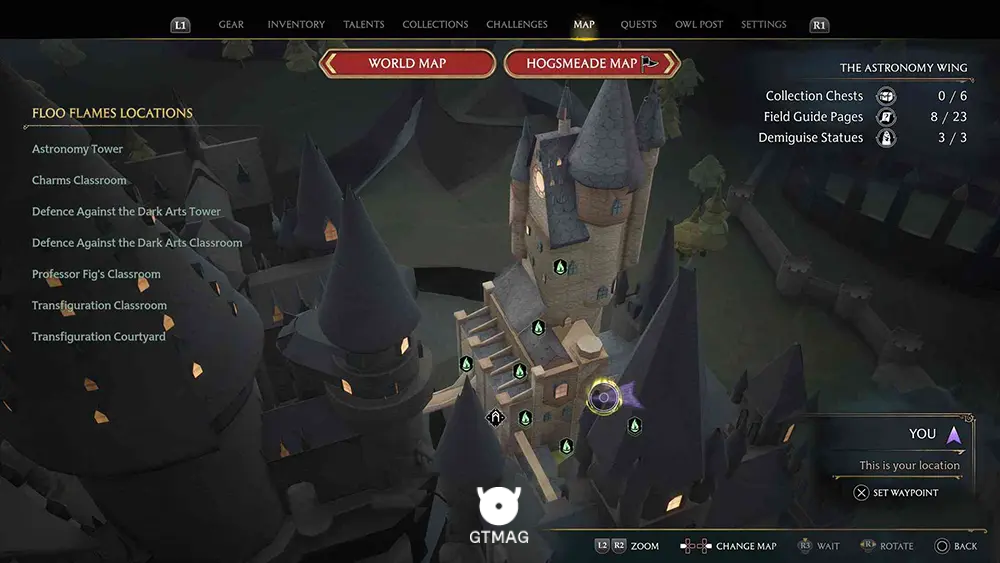 Hogwarts - The Astronomy Wing - تمام مکانهای Field Guide Pages در Hogwarts Legacy