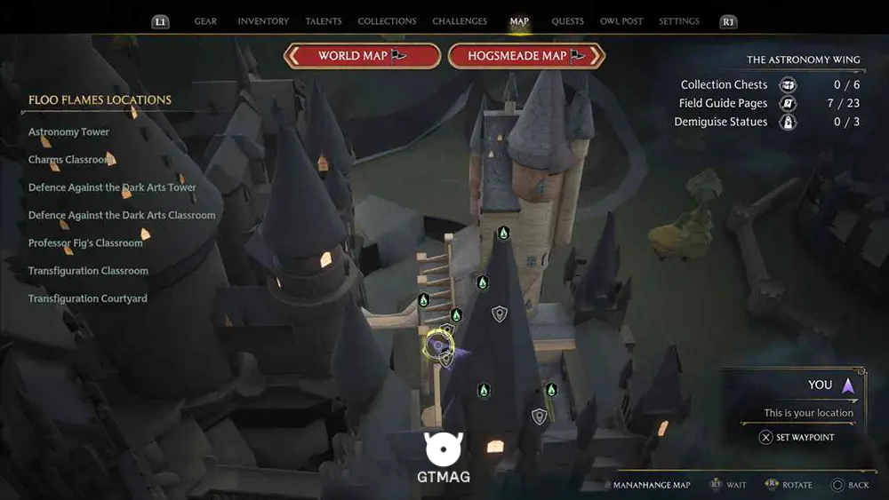 Hogwarts - The Astronomy Wing - تمام مکانهای Field Guide Pages در Hogwarts Legacy