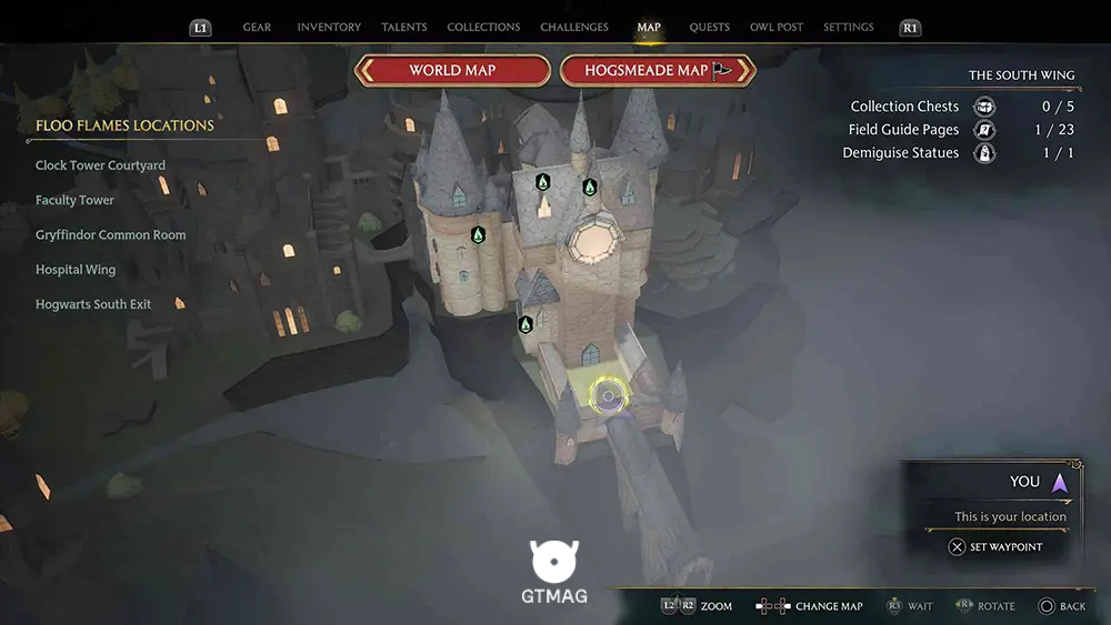Hogwarts - The South Wing - تمام مکانهای Field Guide Pages در Hogwarts Legacy