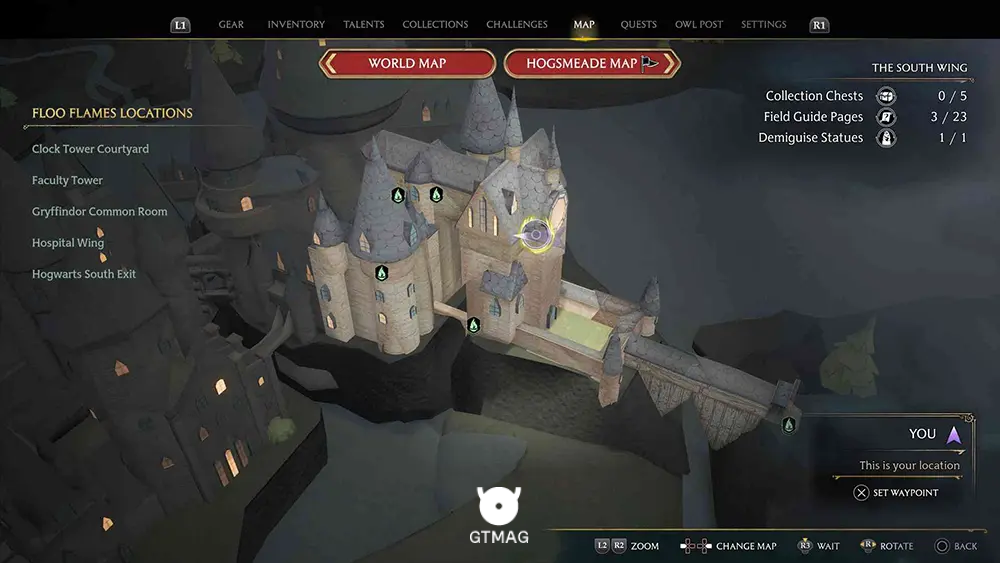 Hogwarts - The South Wing - تمام مکانهای Field Guide Pages در Hogwarts Legacy