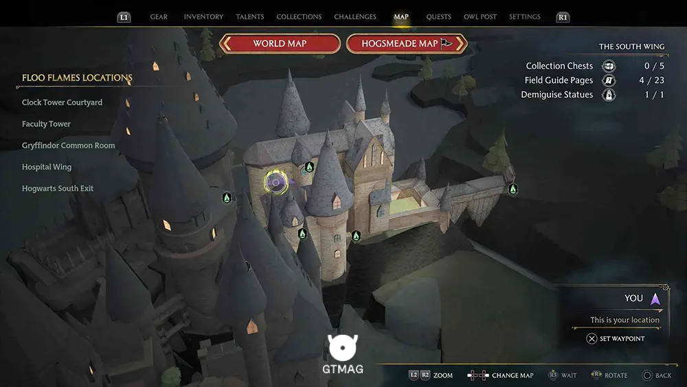 Hogwarts - The South Wing - تمام مکانهای Field Guide Pages در Hogwarts Legacy