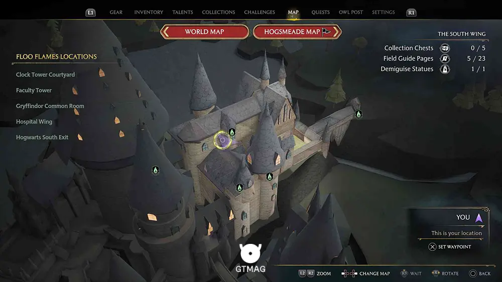 Hogwarts - The South Wing - تمام مکانهای Field Guide Pages در Hogwarts Legacy