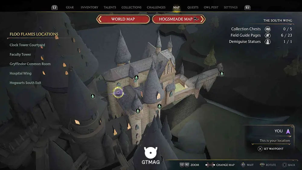 Hogwarts - The South Wing - تمام مکانهای Field Guide Pages در Hogwarts Legacy