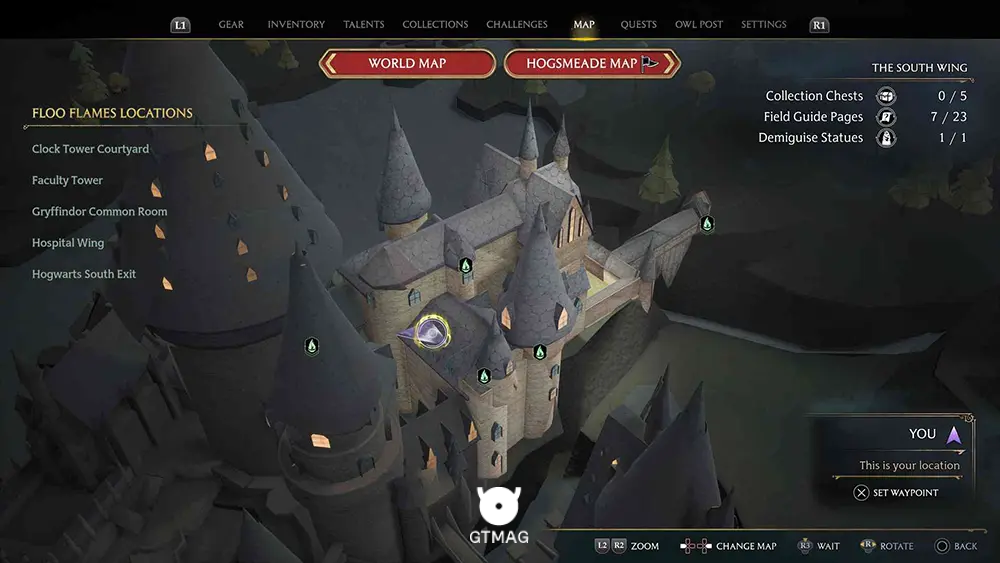 Hogwarts - The South Wing - تمام مکانهای Field Guide Pages در Hogwarts Legacy