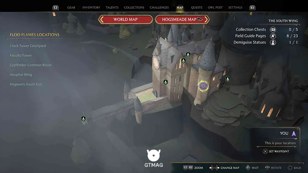 Hogwarts - The South Wing - تمام مکانهای Field Guide Pages در Hogwarts Legacy