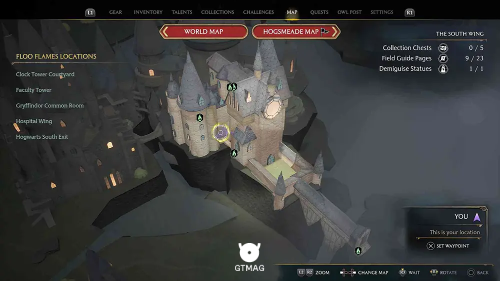 Hogwarts - The South Wing - تمام مکانهای Field Guide Pages در Hogwarts Legacy
