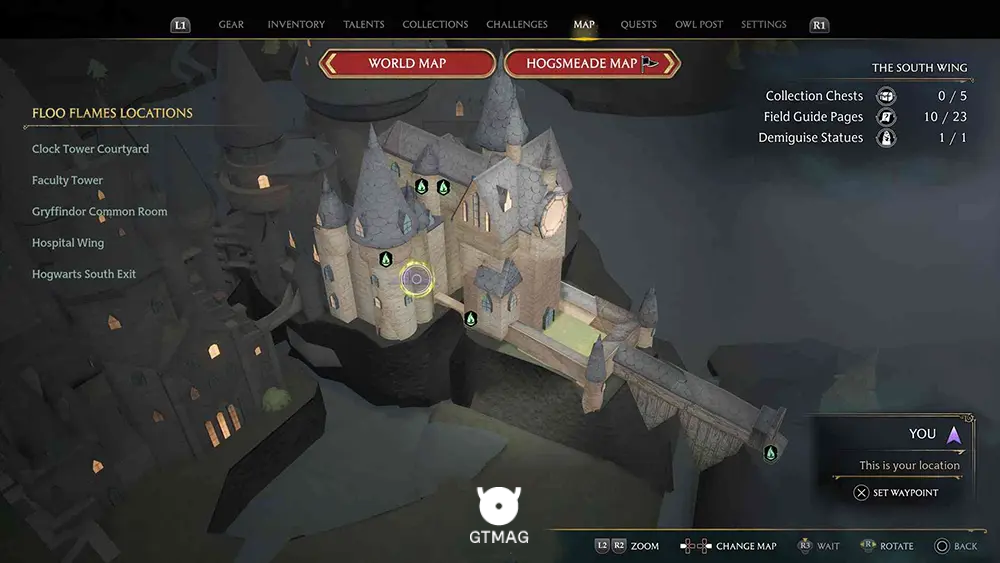 Hogwarts - The South Wing - تمام مکانهای Field Guide Pages در Hogwarts Legacy