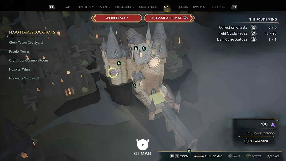Hogwarts - The South Wing - تمام مکانهای Field Guide Pages در Hogwarts Legacy