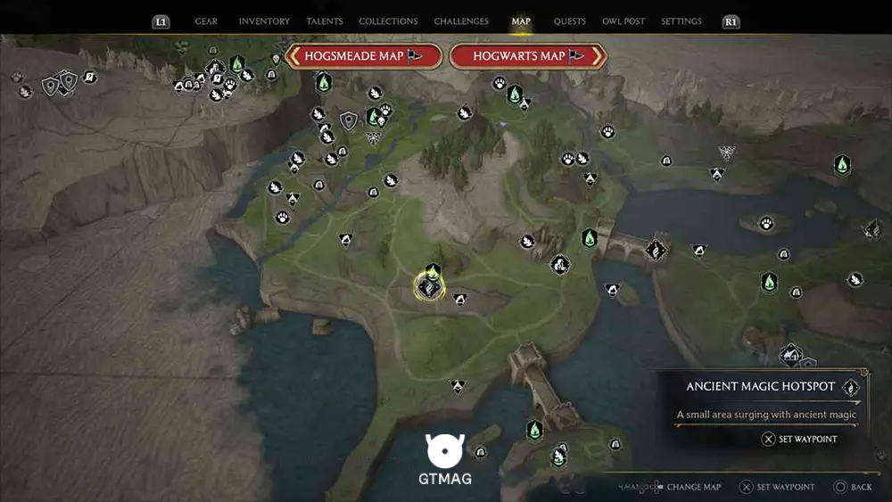 POIDSEAR COAST - تمام مکانهای جادوی باستانی -Ancient Magic Hotspot - در Hogwarts Legacy