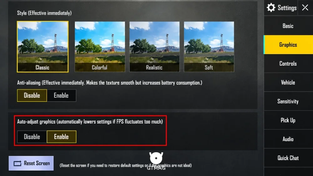 Auto-adjust Graphics