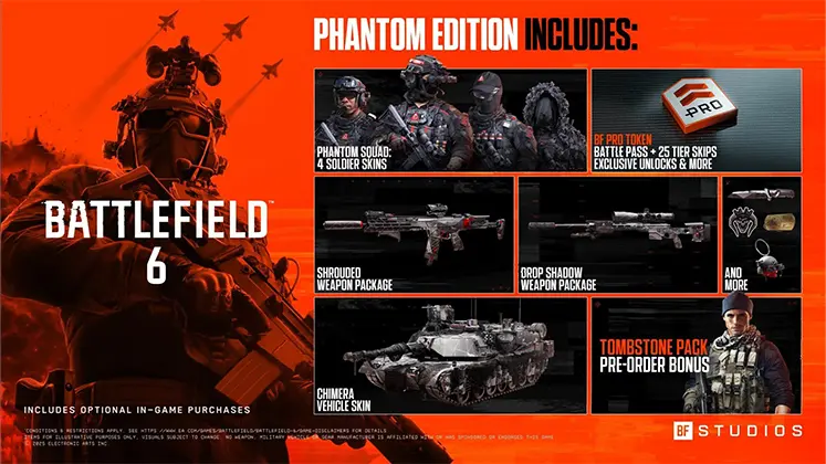 محتوای نسخه Phantom Edition بازی Battlefield 6