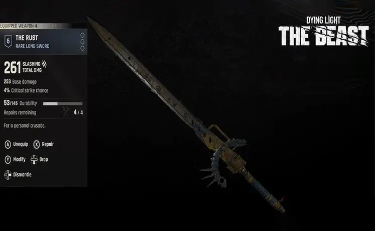 شمشیر The Rust در بازی Dying Light: The Beast