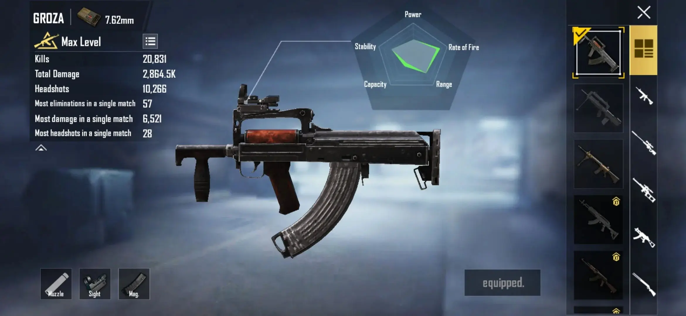 اسلحه Groza در PUBG Mobile