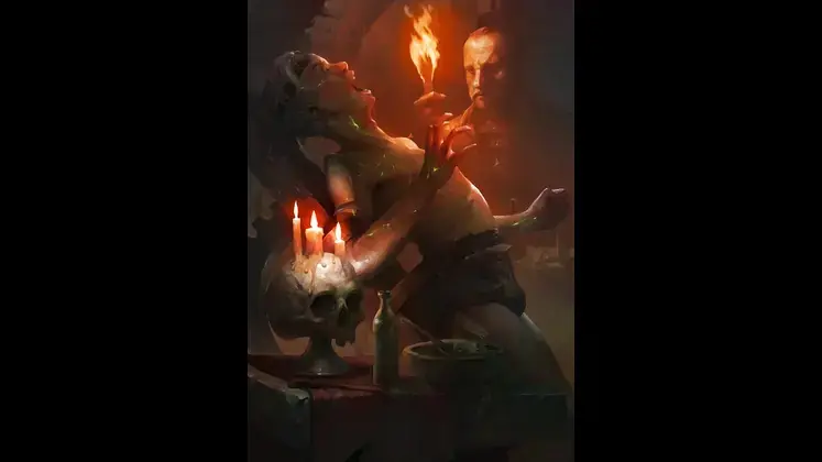 تصویری هنری از ازمون سخت علف ها که گرالت Geralt of Riviaاز ریویا در کودکی پشت سر گذاشت