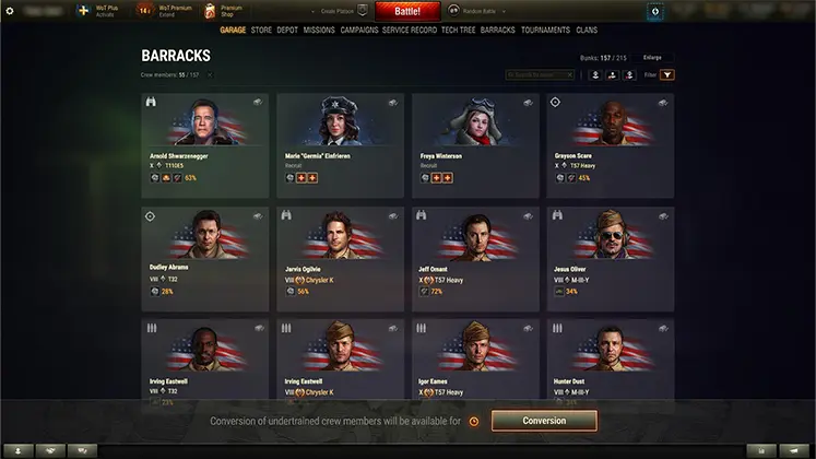 بخش خدمه - crew در بازی World of Tanks