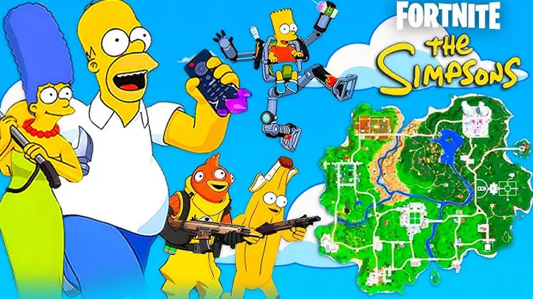 نمایی از بازی  Fortnite با تمThe Simpsons
