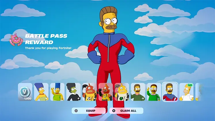 نمایی از شخصیت Ned Flanders در simpsons fortnite