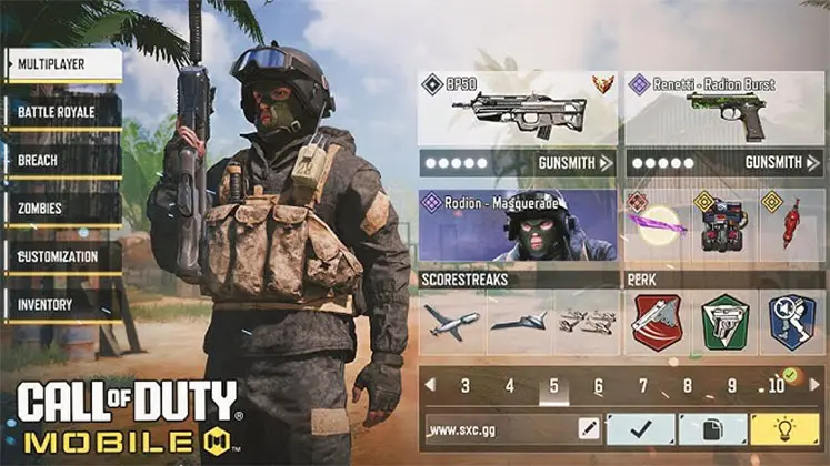 اسلحه ها و loadout در بازی Call of Duty: Mobile