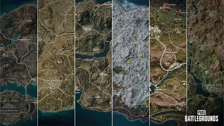 مپ و نقشه های مختلف بازی PUBG: Battlegrounds