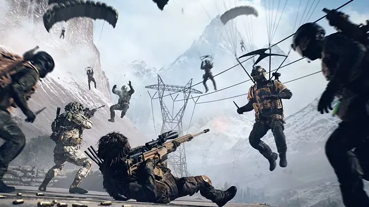 Battlefield 6 نمایی از فرود آمدن در بتل رویال در بازی