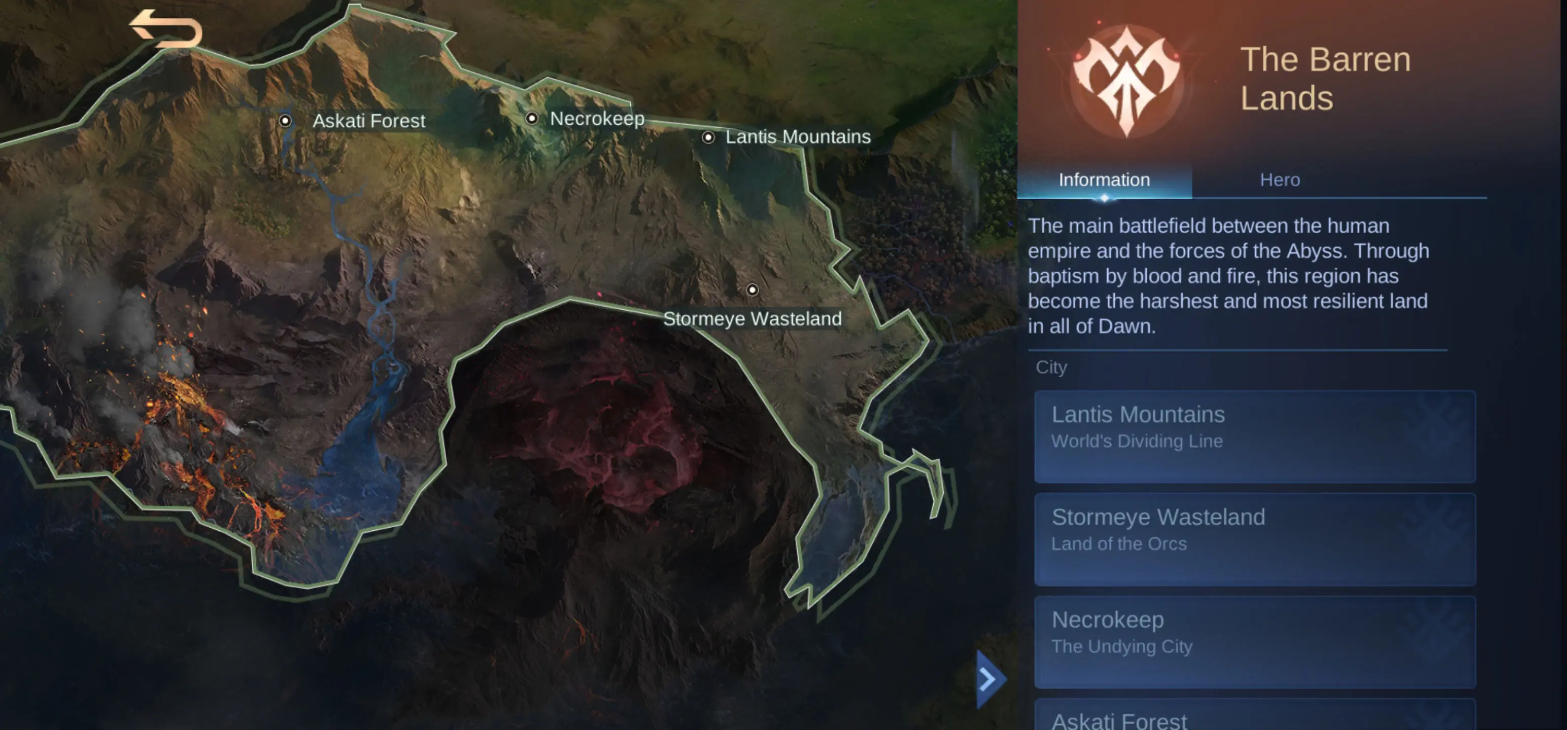 منطقه The Barren Lands در بازی موبایل لجندز