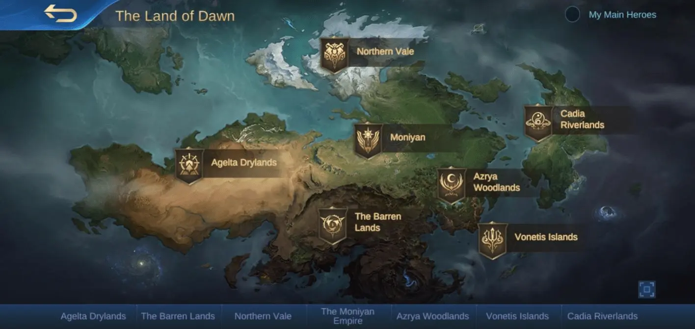 دنیای بازی موبایل لجندز Land of Dawn MLBB