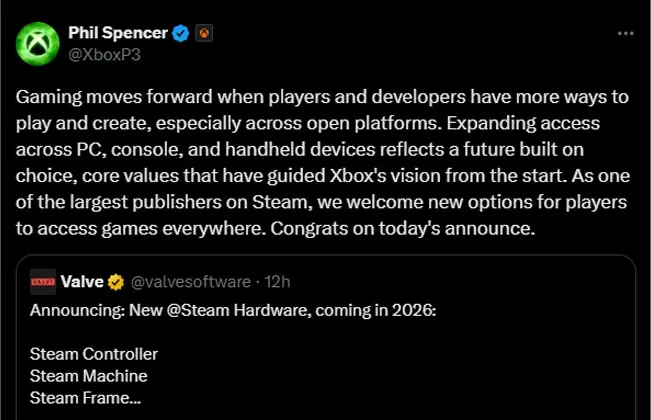 نظر Phil Spencer درباره محصولات جدید Valve