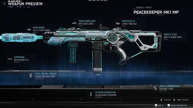 Call of Duty: Black Ops 7  در بازی Peacekeeper MK1 (AR) تصویر بهترین لود اوت های