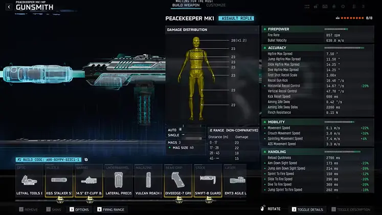 Call of Duty: Black Ops 7 در بازی Peacekeeper MK1 آمار کامل و اتچمنت‌های سلاح