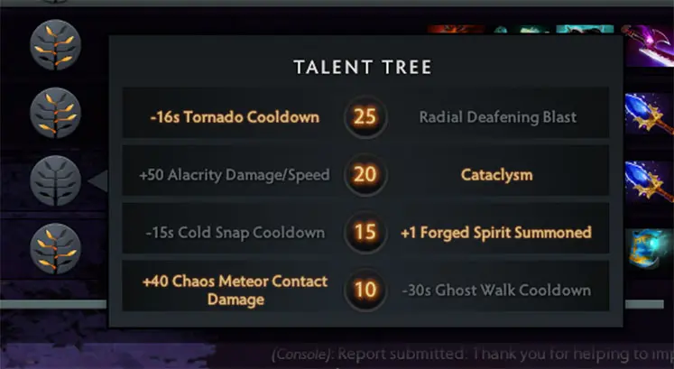 درخت استعداد - Talent Tree بازی دوتا 2
