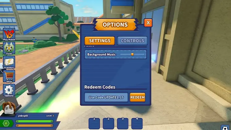 Roblox در Inazuma Strikers تصویری از وارد کردن کدها در بازی