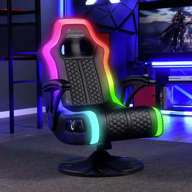 نمای کامل صندلی گیمینگ X Rocker Sparta RGB با طراحی ارگونومیک