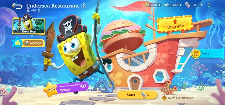 مینی گیم Undersea Restaurant در بازی موبایل لجندز