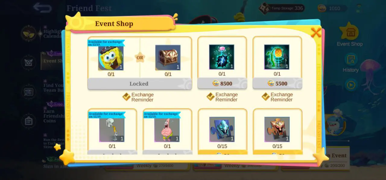 شاپ ایونت باب اسفنجی در بازی Mobile Legends